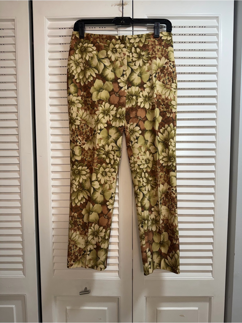 Teenflo Vintage Maurice Tarica Green and Brown Floral Cropped Pant Size 6